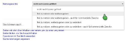 Lizenztyp in der Google Suche